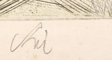 Szász Endre (1926-2003): Villon. Rézkarc, papír, jelzett, üvegezett fakeretben, 29,55×39,5 cm