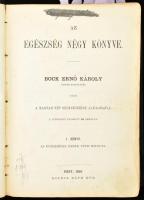 [Carl Ernst Bock (1809-1874)] Bock Ernő Károly: Az egészség négy könyve I-IV. köt. - - lipcsei boncztanár után a magyar nép szükségleteihez alkalmazva. A szövegbe nyomott 38 ábrával. I. könyv: Az egészséges ember testi mivolta.; II. könyv: A testi egészség fenntartása.; III. könyv: A beteg test ápolása.; IV. könyv: Az ember szaporodása. Pest, 1865, Ráth Mór, (Bécs, Jacob und Holzhausen, Bécs-ny.), VII+822+1 p. Átkötött félvászon-kötésben, néhány lapon aláhúzással, az elülső szennylapon, és a címlapon, valamint az utolsó lapon, a lapszéleken és a hátsó kötéstábla belsején bejegyzésekkel, firkával.