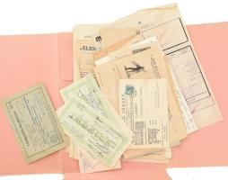 Vegyes okmány gyűjtemény sok fejléces számla, váltó, reklám kártyák, stb