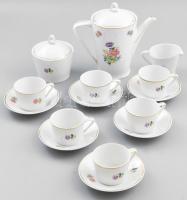 Hollóházi retro mokkás készlet. Matricás, jelzett, hibátlan