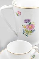 Hollóházi retro mokkás készlet. Matricás, jelzett, hibátlan