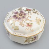 Zsolnay virág mintás bonbonniere Kézzel festett, jelzett, hibátlan 9 cm