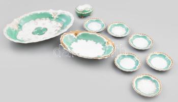 Schlegelmilch porcelán készlet 6 + 2 darabos + bonbonniere. 12x10 cm Kézzel festett, jelzett, kis kopással