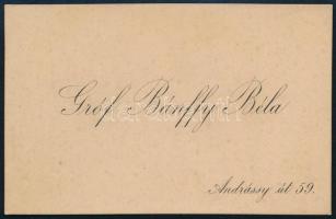 gróf Bánffy Béla névjegykártyája