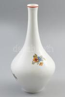 Hollóházi virág mintás porcelán váza. Kézzel festett, jelzett, hibátlan 26 cm