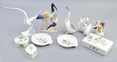 Hollóházi figura és asztali dísz tétel 10 db vegyesen, jó állapotban