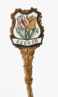 Szeged zománcfestett fém emlék kanál. Kézzel festett 14 cm