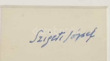 Szigeti József (1892-1973), világhírű hegedűművész autográf sorai és aláírása saját magát ábrázoló k...