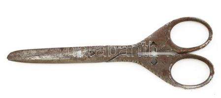 XIX. sz. vége. Solingen antik olló, Feszület díszítéssel / Vintage paper scissor 15 cm