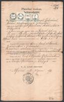 1874 Fizetési felszólítás 50+25+15+10kr illetékbélyeggel