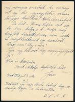 1936 gróf Teleki József autográf levele fejléces levélpapírján személyes hangvételben egy hölgynek