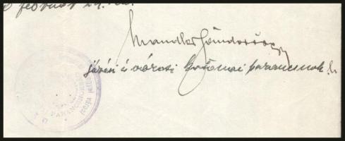 1940 vitéz Jeney Zoltán. m. kir. alezredes autográf aláírással ellátott igazolása tartalékos tüzér z...