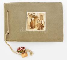 cca 1940 Erdély katonák fotóalbuma. Méraiak, főtisztek, népviseletes ünnepségek, összesen 40 feliratozott fotó