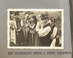 cca 1940 Erdély katonák fotóalbuma. Méraiak, főtisztek, népviseletes ünnepségek, összesen 40 felirat...