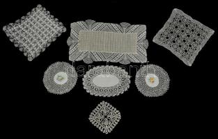 Antik csipkék, kis méretű terítők, hibátlanok 7 db 13-32 cm-ig