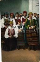 1916 Kurpianki na odpuscie / Lengyel népviselet / Polish folklore, traditional costumes + negatív bélyegző és tábori posta (EK)