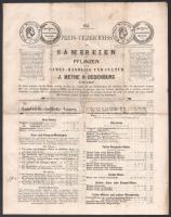 1872 Oedenburg (Sopron), J. Meyne: Preis-Verzeichniss der Sämmereien und Pflanzen aus de Samen-Handlung und Cultur von J. Meyne in Oedenburg, Ungarn. Wien, E. Jesper-ny., foltos, hajtott, bejelölésekkel, 2 sztl. lev. Német nyelvű vetőmag árjegyzék.