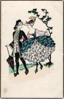 Romantic couple, lady art postcard. Wico 539. (EK)