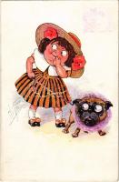 1918 Kislány és a kutyája / Girl with her dog (EK)