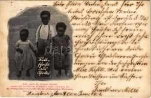 1901 Jede, auch die kleinste Spende nimmt mit herzlichem "Vergelt's Gott" entgegen die St. Petrus Claver-Sodalität für die afrikanischen Missionen. Salzburg / A St. Peter Claver Társaság minden adományt, még a legkisebbet is, melegen fogad az Afrikai Missziókért. Salzburg / support fund for Catholic missions in Africa, charity card (fl)