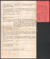 1934-1936 Hartner Ferenc gépészmérnök adatlapja és vonatlaktanyai otthonba szóló fényképes belépési ...