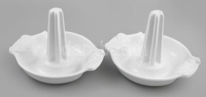 2 db grillcsirke sütő / tálaló, fehér mázas porcelán, kakasos díszítéssel, jelzés nélkül, 25x21x18 cm