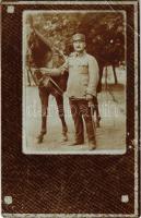 Osztrák-magyar katona lóval / Austro-Hungarian K.u.K. military, soldier with horse. photo (EB)