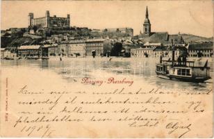 1898 (Vorläufer) Pozsony, Pressburg, Bratislava; vár, gőzhajó / castle, steamship (kis szakadás / small tear)