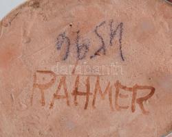 H. Ráhmer Mária (1911-1998): Kislány virágcsokorral. Mázas kerámia, enyhén irizáló hatású mázzal. Je...