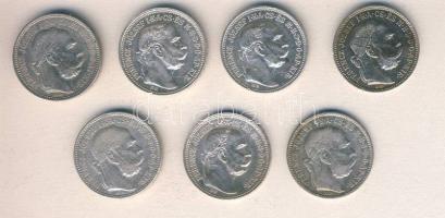 1893-1915. 1K Ag (7x) mind klf évszámmal T:2,3