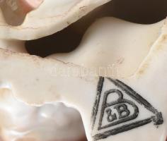 B&B porcelán kutya pár, kézzel festett, jelzett, minimális kopással, 11x5x7,5 cm