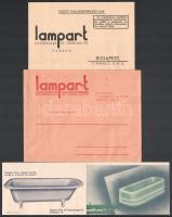 1932 Lampart kádrészlet és csereakció reklám prospektus, boríték és levelezőlap, valamint egy kisebb...