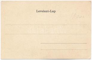 Arad, Szabadság szobor, Löwy Herman üzlete. Szecessziós virágos litho keret / monument, shops. Art N...