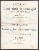 1870-1871 Soproni Takarék- és Kölcsön-Egylet első és második évi forgalmának és mérlegének kimutatás...