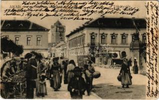 1904 Arad, Thököly tér, piac / square, market (Rb)