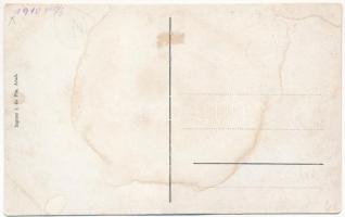 1910 Arad, Pályaudvar, vasútállomás, Aradon gyártott emeletes buszok / railway station, double-decke...