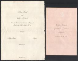 cca 1885-1886-1900 4 db soproni kötődésű esküvői régi meghívó, közte Viktor Friedrich hadnagy (k. u.k. Lieutanant im Infanterie-Regimente Freiherr von Salis-Soligo Nr. 76) esküvői meghívója is.