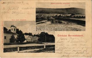 1904 Borossebes, Boros-Sebes, Sebis; Római katolikus templom, Mairovovitz-féle mészégető. Honisch udvari fényképész felvétele / Catholic church, lime kiln, lime burner plant (fl)