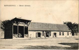 Kovászi, Kovaszinc, Covasint; Motor állomás, Weisz Rudolf üzlete és saját kiadása / urban railway station, publisher's shop (fl)