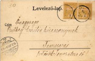 1902 Vinga, Szentháromság szobor, templom, utca / Holy Trinity statue, church, street view. Art Nouv...