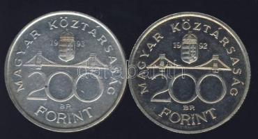 1992-93. 200Ft Ag ""MNB" (2x) T:BU,2