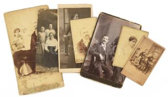 7 db kabinetfotó és vizitkártya fotó, közte 2 db zágrábi és Sisak (Sziszek) vegyes állapotban