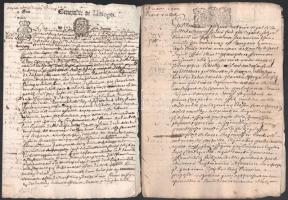 cca 1680-1700 4 db olasz és francia hivatalos irat. Limoges, Montpellier, Bourgogne, városi fejlécek...