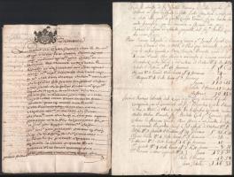cca 1680-1700 4 db olasz és francia hivatalos irat. Limoges, Montpellier, Bourgogne, városi fejlécek...