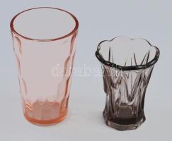 2 db színes üvegváza, m: 9,5 - 13 cm