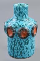 BJ jelzéssel: Retró váza, mázas kerámia, mázrepedésekkel, m: 16,5 cm