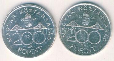 1992-94. 200Ft Ag "MNB" (1x) + "Deák" (1x) T:BU,2