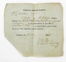 1848 Sopron, tehénhimlő oltási bizonyítvány, német nyelven, pecséttel, hajtott, kissé foltos.