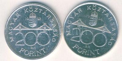 1992-94. 200Ft Ag "MNB" (1x) + "Deák" (1x) T:BU,2