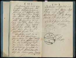 1854-1857 Sopron (Oedenburg), vándorkönyv Hartner János kéményseprőlegény részére, a címlapon 6 kr s...